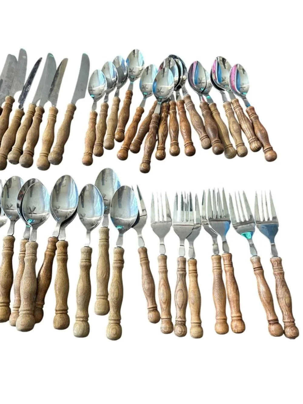 Vintage Lifetime Old Homestead Stainless Flatware Set W/ Wooden Handles 50 Piece
